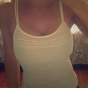 White textured strappy cami tank top, size small.